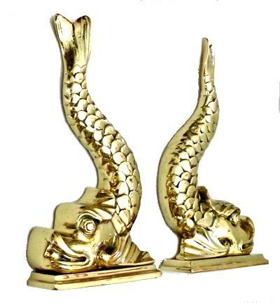 Antique British Twin Brass Dolphins