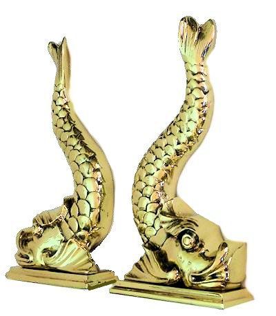 Antique British Twin Brass Dolphins