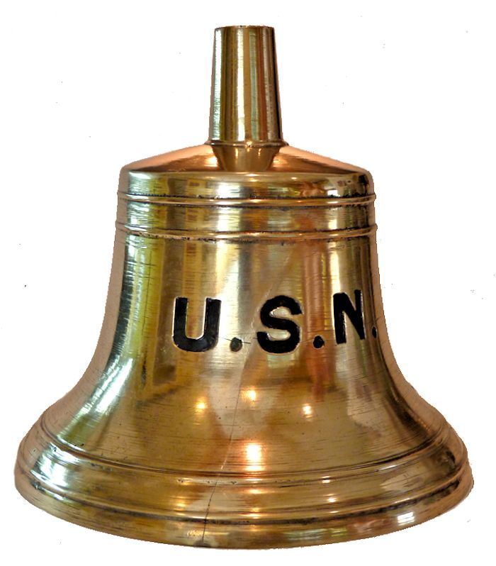 Closeup of front of craked Navy bell
 image