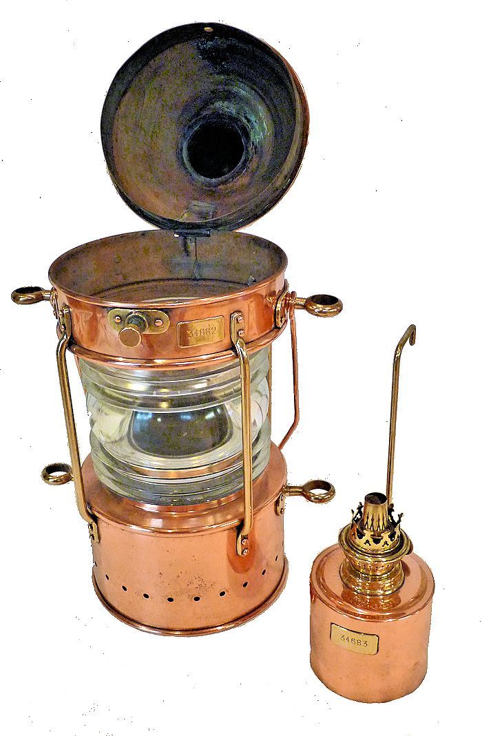 Peters-Bey lamp with burner alongside image