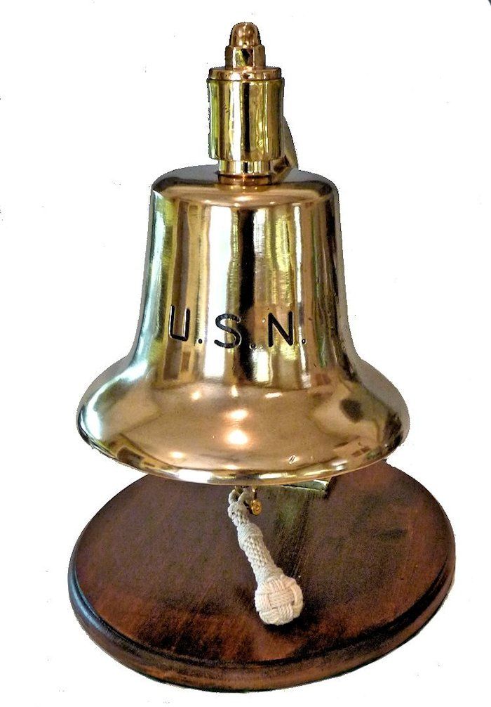 Antique Bronze Bell Metal U.S. NAVY Bell: Skipjack Nautical Wares