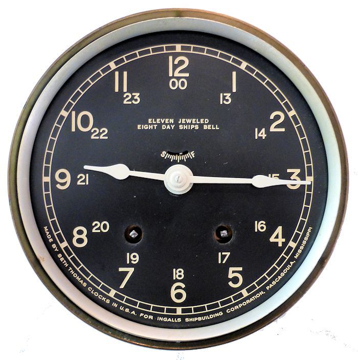 Face of 12/24 hour strng bell ship's clock image