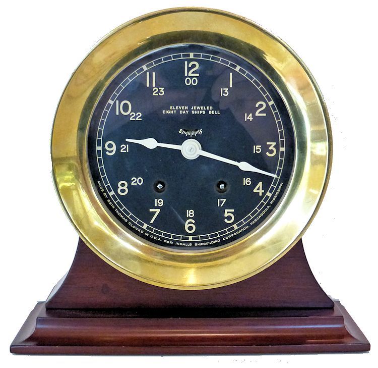 Seth Thomas Ingalls Shipbuilding WW II Ships Bell Clock