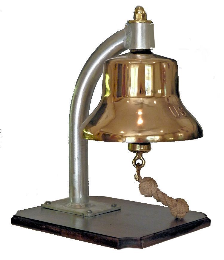 Sideview of Vietnam Era Navy bell with new aluminium bracket image