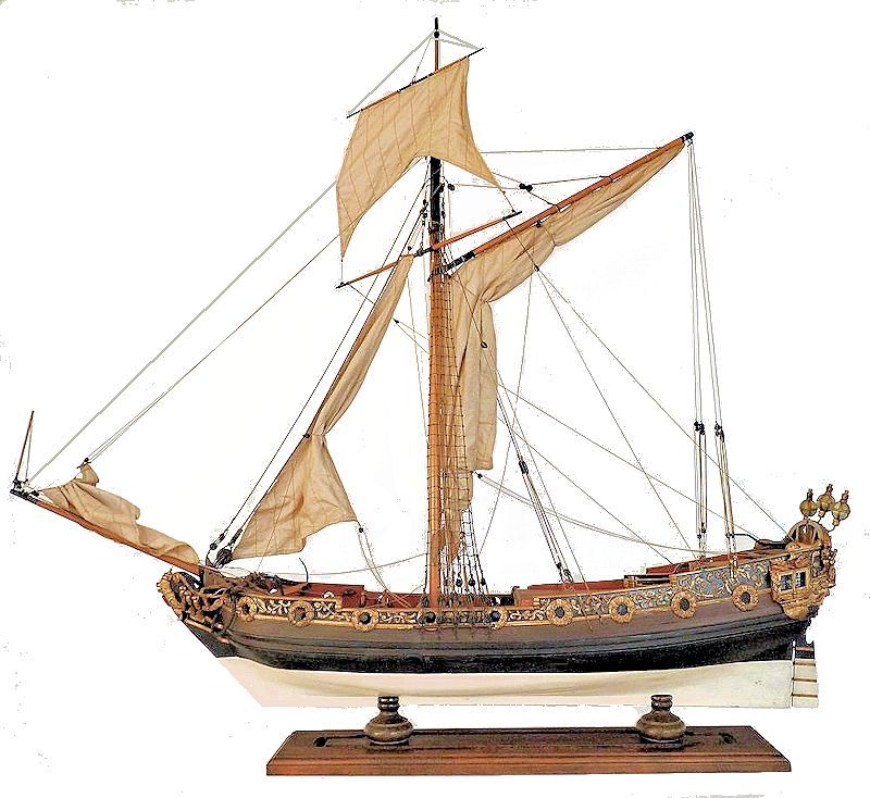 Portside of the royal cutter rigged ship model image
