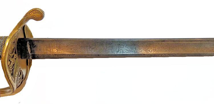 The obverse of the blade section next to the guard of the Admiral Buchanan sword image
