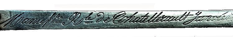 The foundry's inscription on the spine of the blade image
