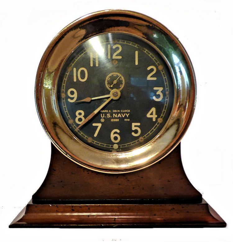 US Navy MK I Deck Clock on stand image