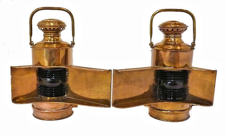 Front view of Early Navy Brass Navigation Lights image