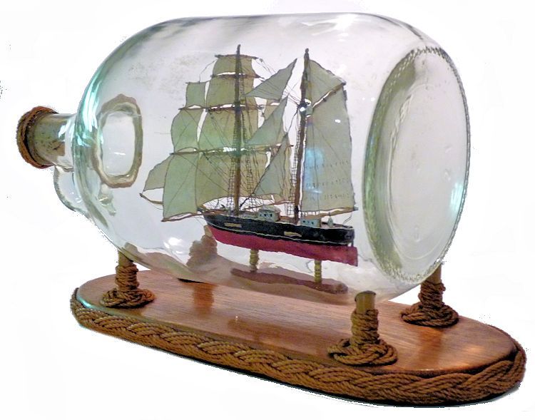 Stern view of American brig rigged model image