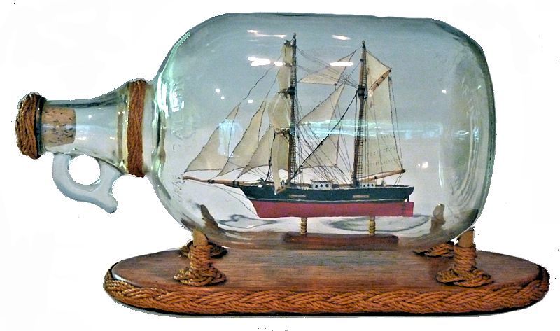 Port side of vintage American brig rigged ship model image