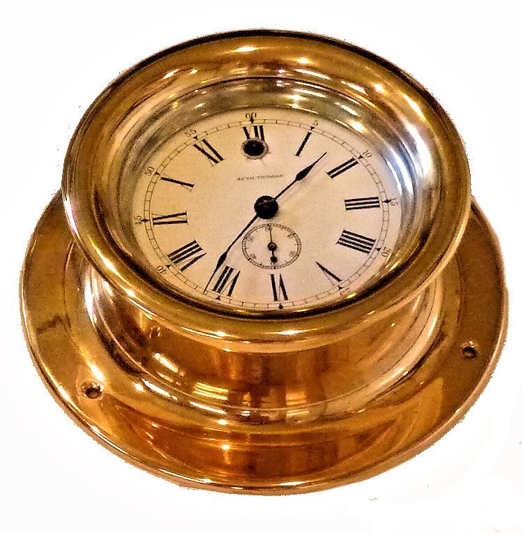 Antique Seth Thomas Side Wind Ships Clock Brass Case