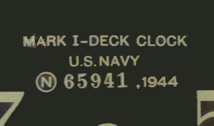 Markings on Seth Thomas 1944 Navy MK I Deck Clock image
