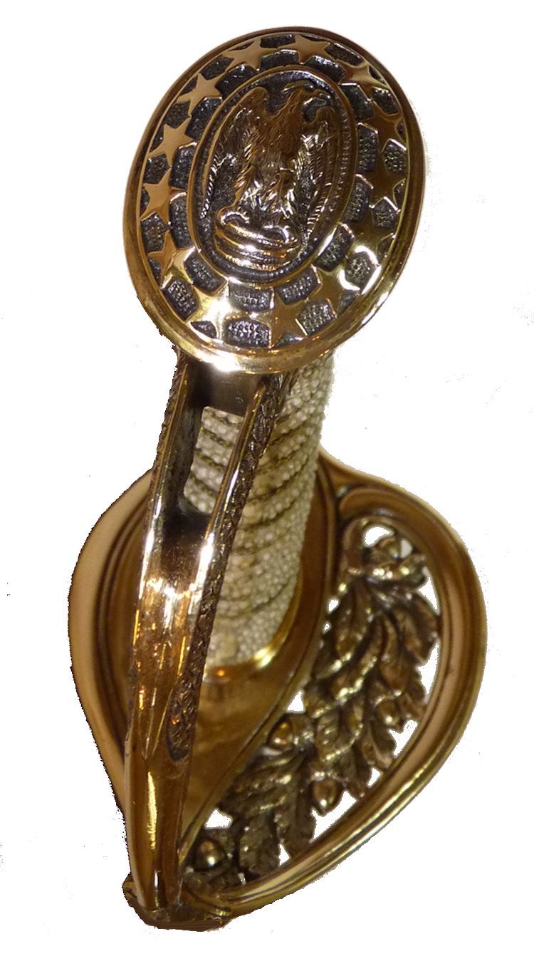 Right facing eagle on pommel cap of Stevens' M 1852 sword image