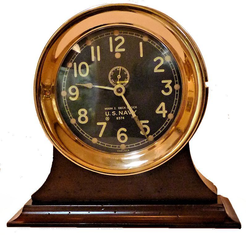 Chelsea US Navy WW II Mark I Deck Clock Rose Colored Brass | Land