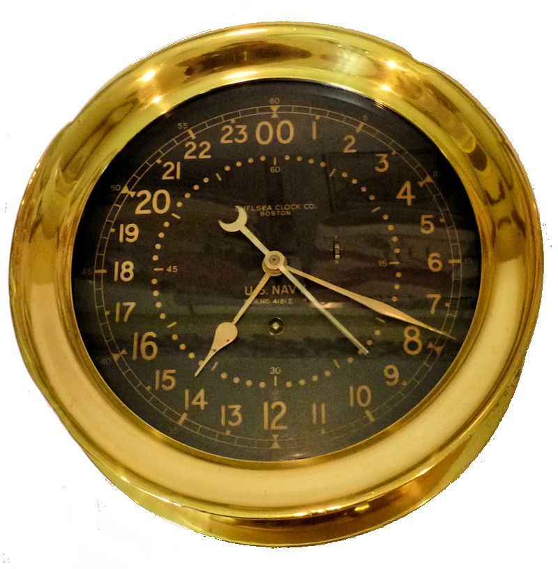 Chelsea US Navy Black 24 hour face WW II Combat Information Center ships clock image