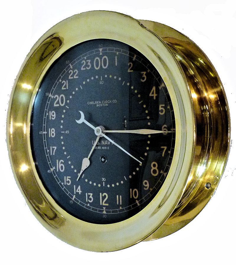 Partial front view of the Chelsea 10 inch black face 24 hour clock image