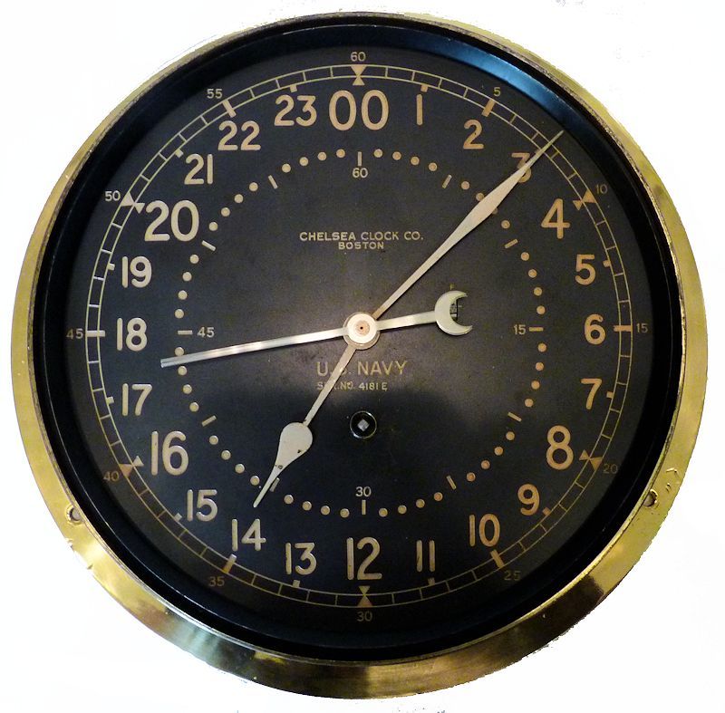 Chelsea WW II 24 HR black face CIC clock image