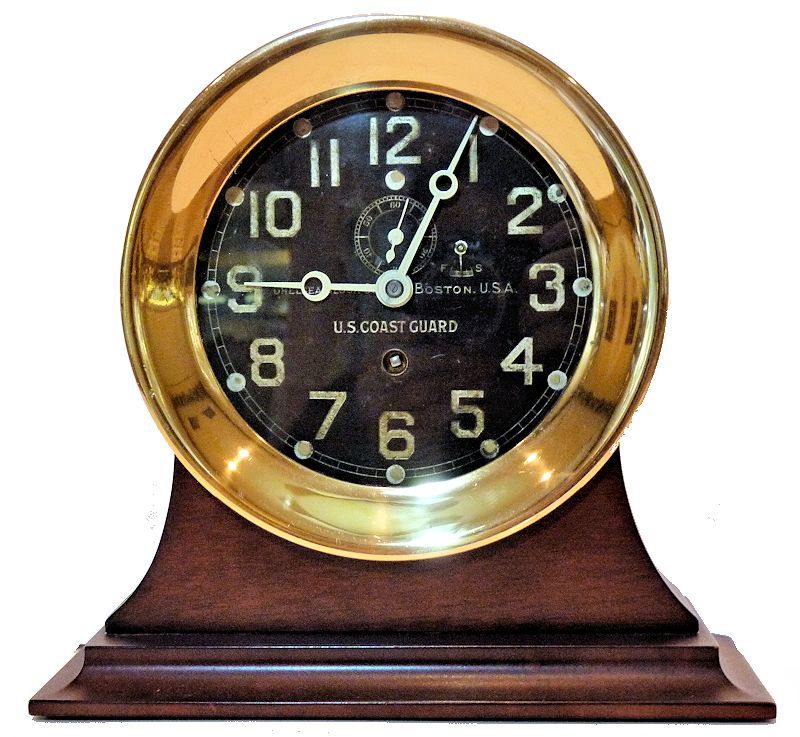 USCG Pre WW II high quality ship's Clock on stand image