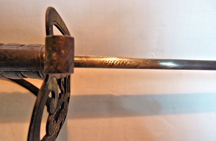 Civil War Era sword iron proof mark on spine of blade image