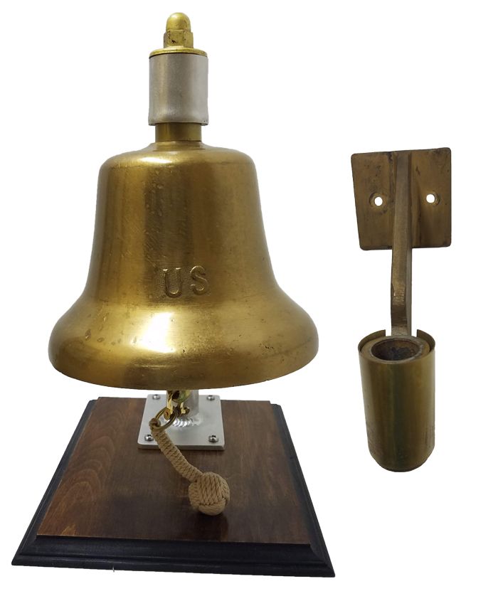 Vintage USN United States Navy Brass Nautical Ship Boat Bell WWII CLEAN RARE