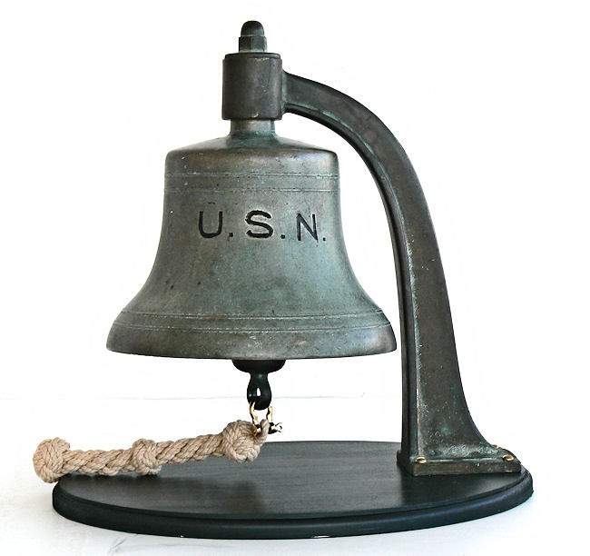 Heavy Vintage US Navy USN Ship Bell Clapper Bronze Military