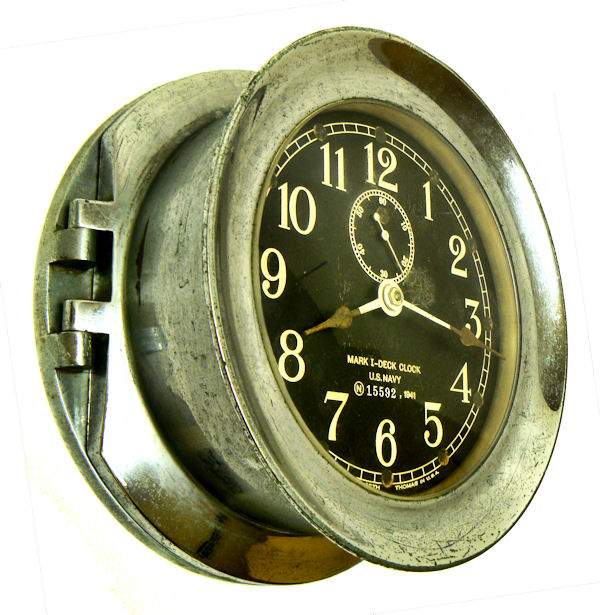 Chelsea US Navy WW II Mark I Deck Clock Rose Colored Brass | Land