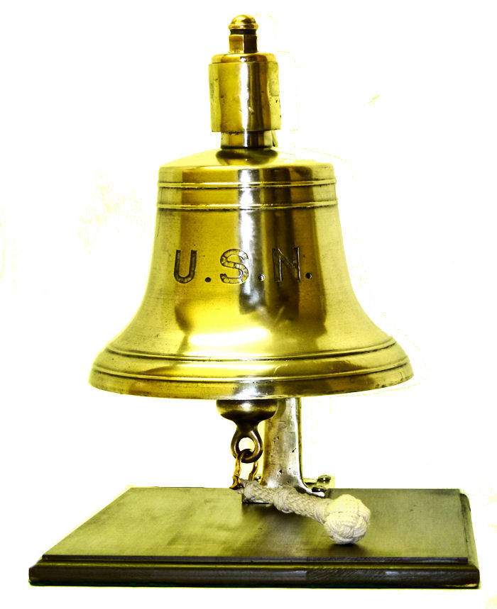 Lot - Vintage US Navy? WWII Era Bronze Ships Bell with Bracket and