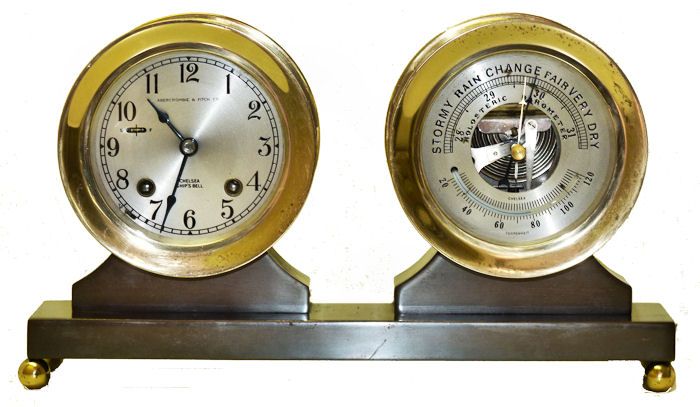 Lot - Chelsea Clock Co. Shipstrike Ship's Clock & Barometer