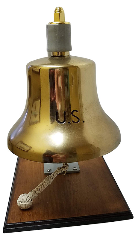 J.M. Loeffler Vintage US Navy Brass Foredeck Ships Bell w/ Mounting Bracket