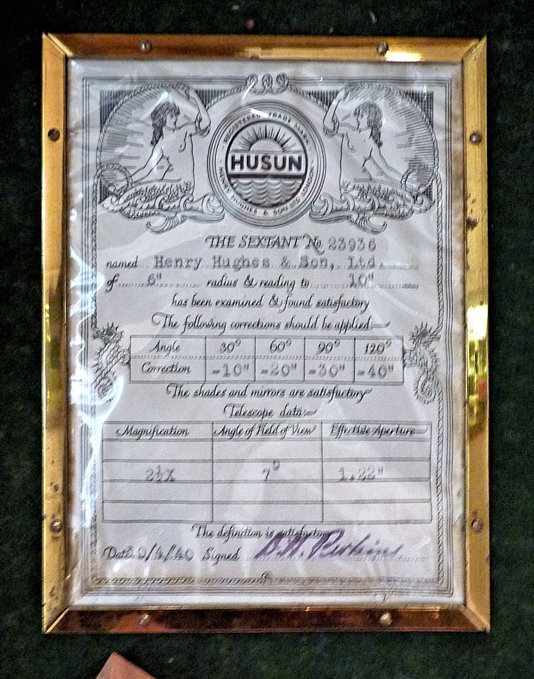 Maker's certificate of non-adjustable error on the Weems' instrument image