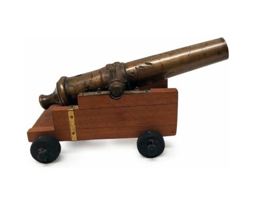 Bronze Signal Cannon  on Wood Naval Style Carriage