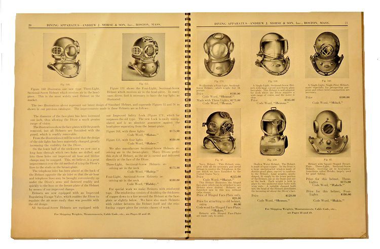 Two pages devoted to dive helmets models image