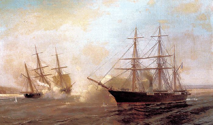 Painting of the battle between Kearsarge and Alabama image