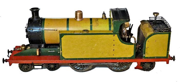 Left side of vintage live steam locomotive engine model image