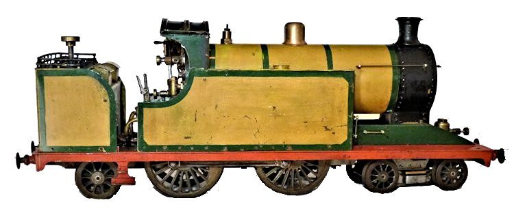 Right side of vintage live steam locomotive engine model image