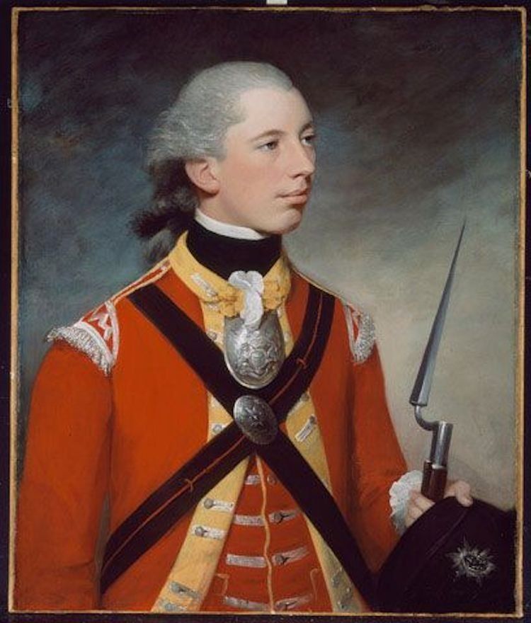 Paining by William Tate of British offcer wearing gorget around 1777 image
