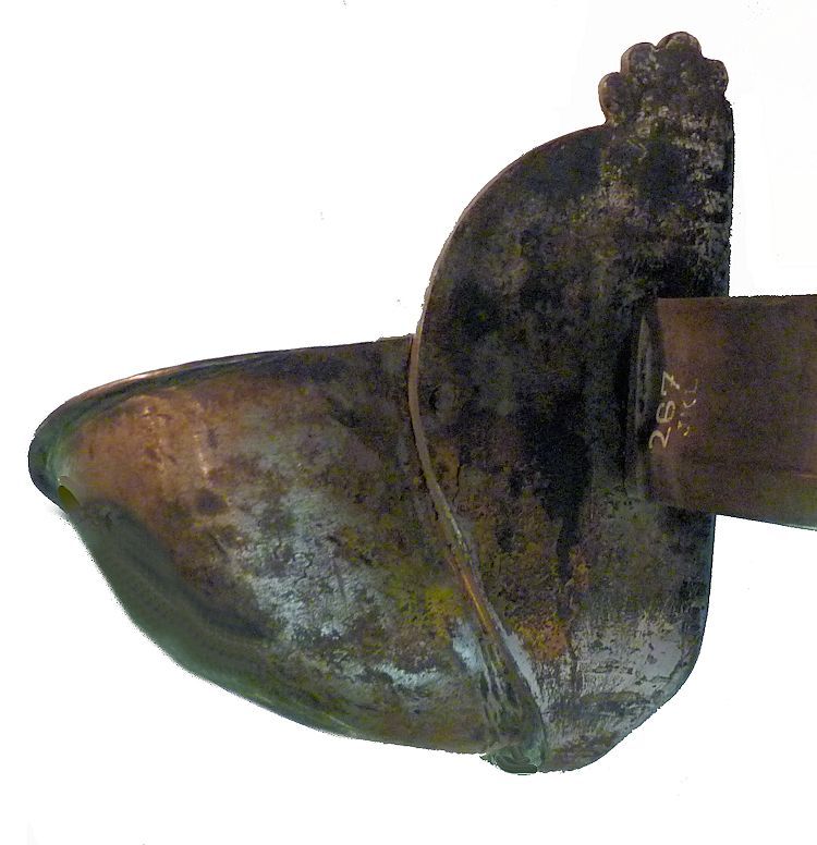 Front of Model IX French cutlass hilt showing lobes image