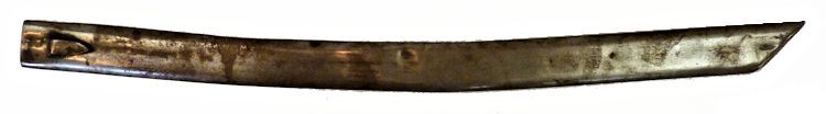 Obverse side of French cutlass's metal scabbard image