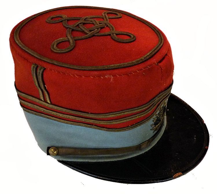 Partial rightside view of French cavalry officer's kepi image