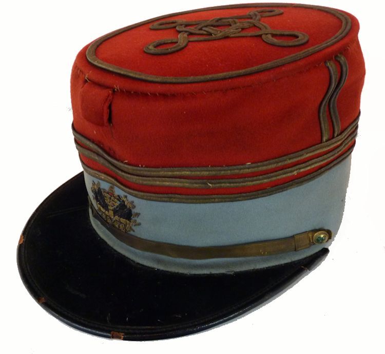 Partial leftside view of French cavalry officer's kepi image