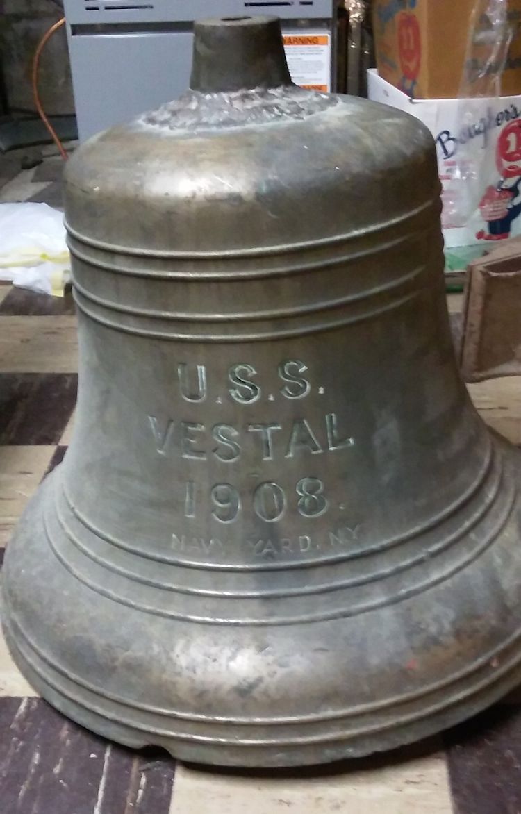 USN United States Navy Brass Nickel Plated Nautical Naval Ship Bell U.S.N.  Boat 