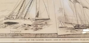 Framed Lithograph by Cozzens of America's Cup Contenders 1890