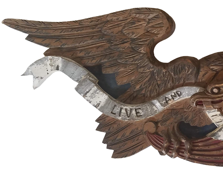 American Eagle Carving with Live & Let Live Banner