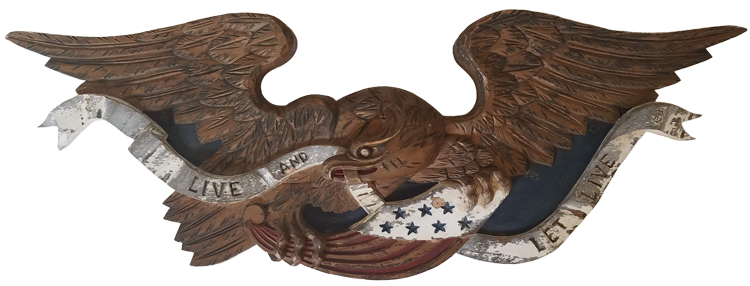 American Eagle Carving with Live & Let Live Banner