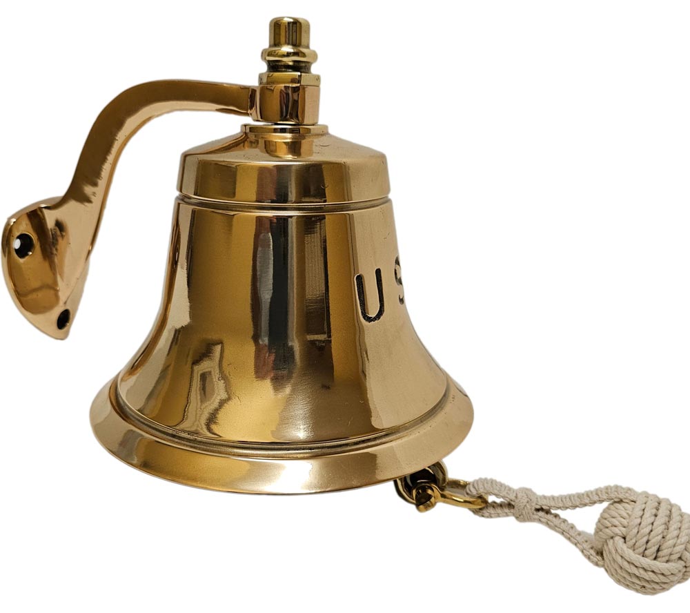 Brass Wall Mount USN Quarter Deck Bell | Land and Sea Collection