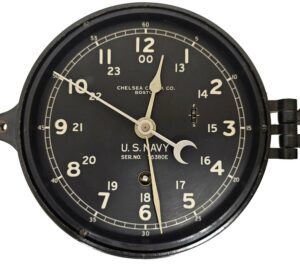 Chelsea U.S. Navy

12/24 Hour Bulkhead Clock  -  Ca. 1945-1949