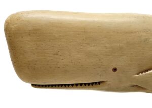 Whimsical White Sperm Whale Carving on Stand
